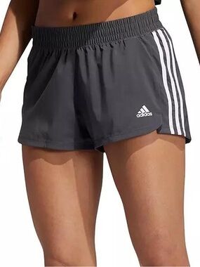 adidas Women's Gray Athletic Shorts with White 3-Stripes